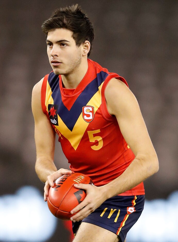 AFL 2016 U18 Championship - SA v Vic C MELBOURNE, AUSTRALIA - JUNE 24: Ben Jarman of South Australia in action during the Under 18 Championship match between South Australia and Vic Country at Etihad Stadium on June 24, 2016 in Melbourne, Australia. (Photo by Adam Trafford/AFL Media)